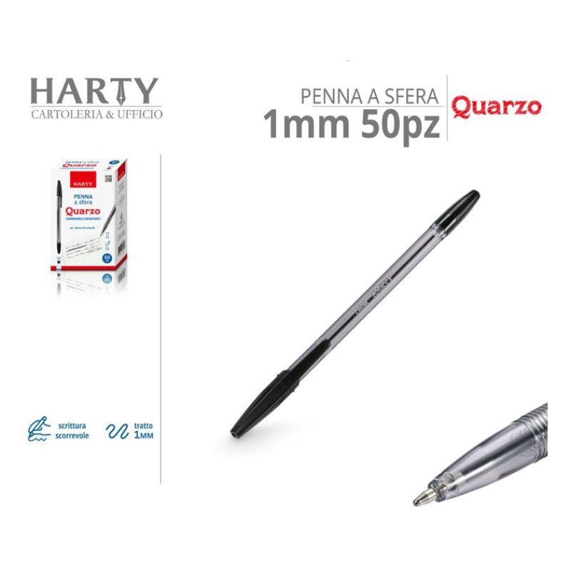 Harty Confezione 50 Penne Inchiostro a Sfera nero blu rosso Scuola ...