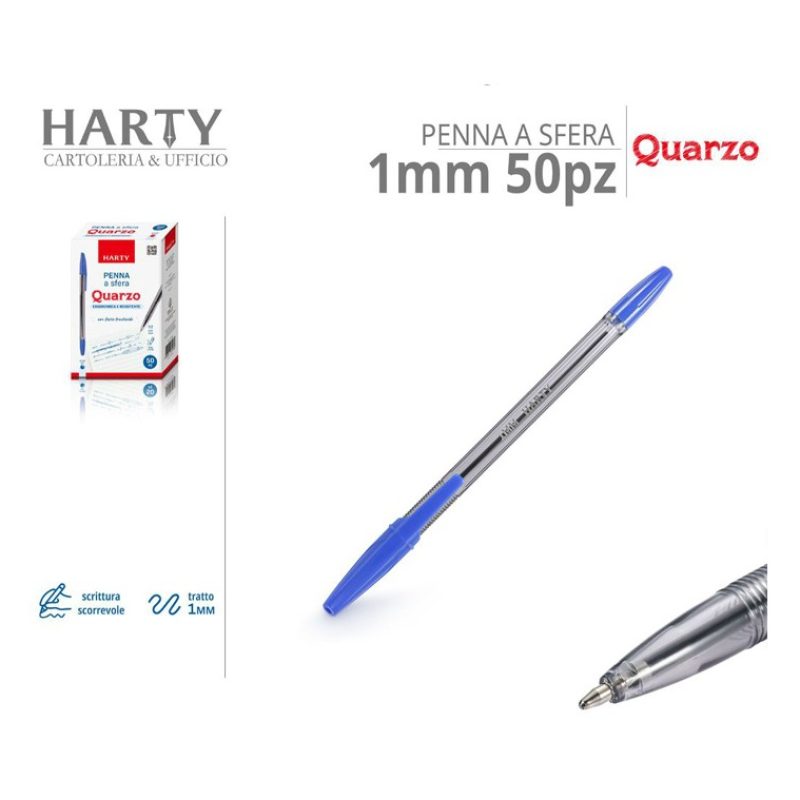Harty Confezione 50 Penne Inchiostro a Sfera nero blu rosso Scuola ...