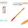 Harty Confezione 50 Penne Inchiostro a Sfera punta 1mm nero blu ros...