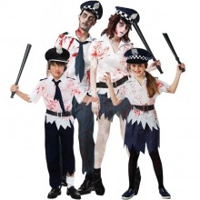 Costume vestito travestimento carnevale bambina zombie poliziotta halloween 5-12
