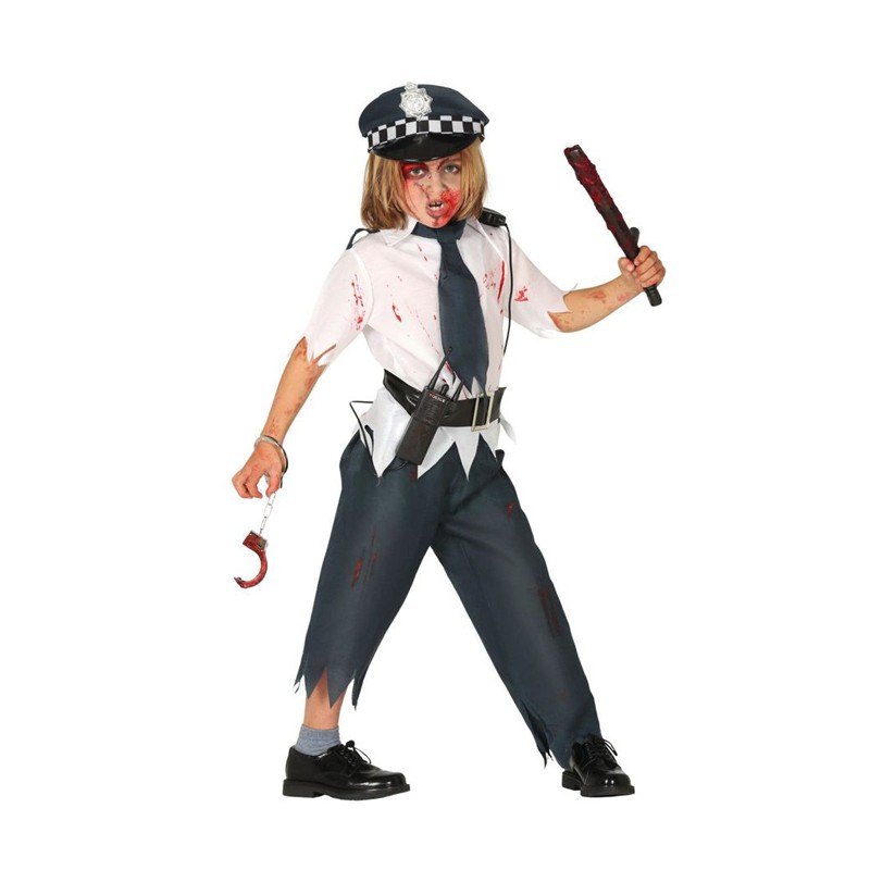Costume vestito travestimento zombie poliziotto halloween carnevale bambino 5-12