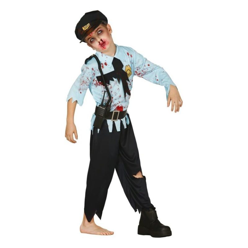 Guirca Costume Bambino 7/9 10/12 Anni Zombie Poliziotto Horror Hall...