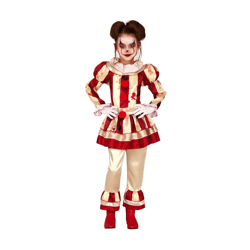 Costume clown carnevale bambina vestito Guirca pagliaccia assassino horror 5-12