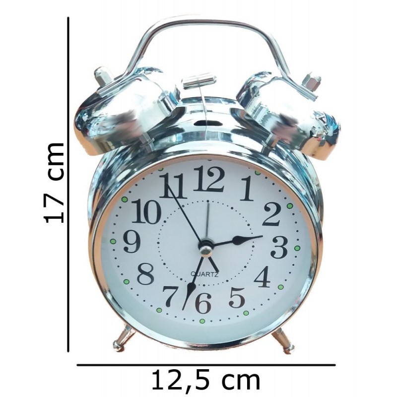 Sveglia orologio analogico americana alluminio martellino classica lancette