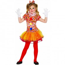 Costume clown carnevale bambina vestito Guirca pagliaccia colorata pagliaccio