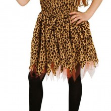 Guirca Costume da Cavernicola Vestito Carnevale Preistorico per Bambina 3-9 anni