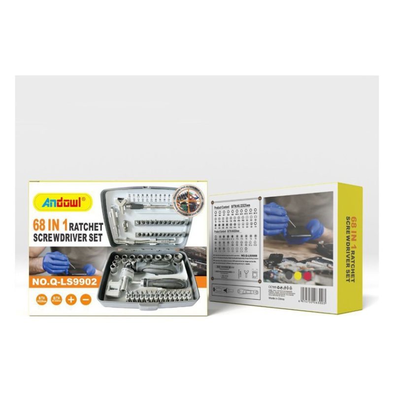 Andowl Kit valigia set chiavi a bussola 68 Pz cricchetto cacciavite...