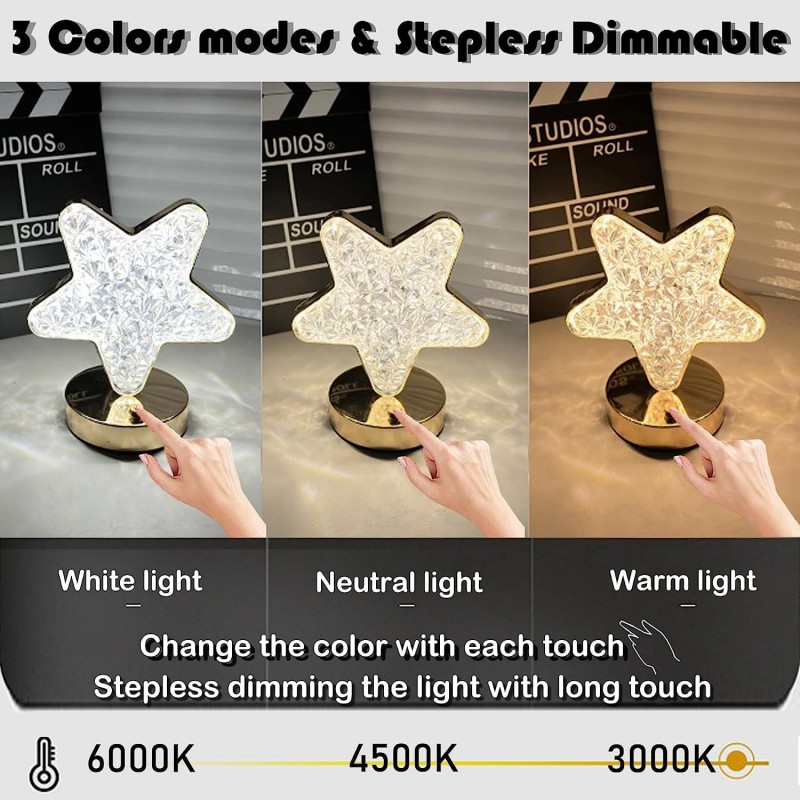 Andowl Lampada da tavolo led ricaricabile USB Touch luce dimmerabil...