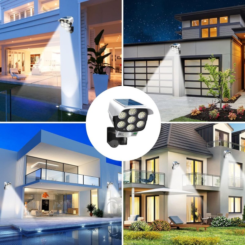 Trade Shop - Telecamera Finta Pannello Solare Con Sensore Di Movimento 77 Led Faretto Luce 85886650 - Foto 4