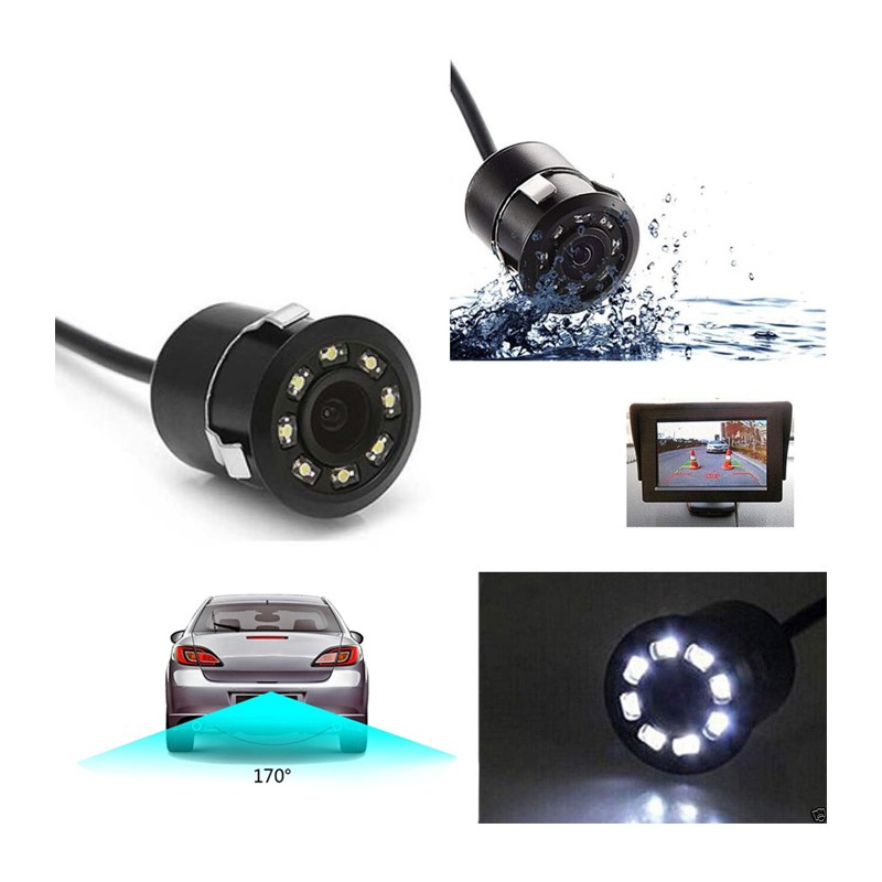 Telecamera 170° Retrocamera Retromarcia 8 Led visione notturna colori auto suv