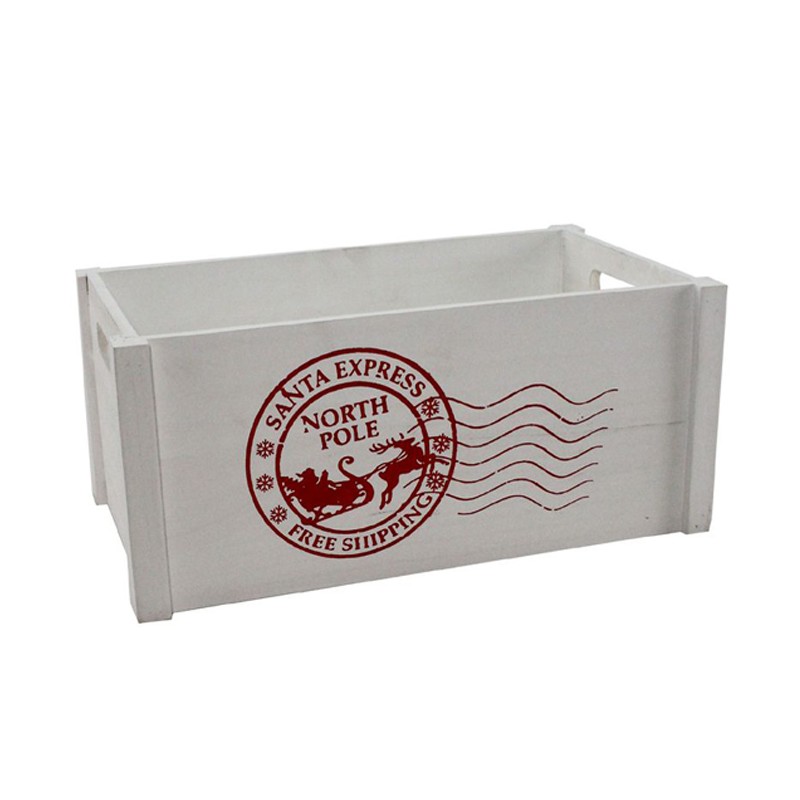 Cassetta cassettina porta oggetti in legno Natalizia bianca 14X28X18 cm natale