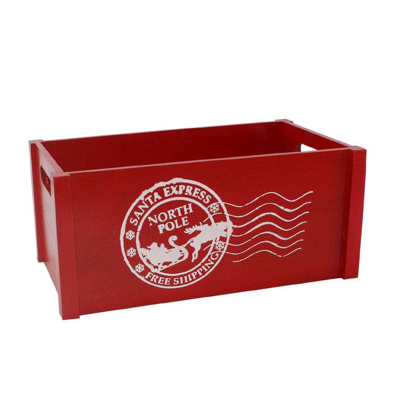 Cassetta cassettina porta oggetti in legno Natalizia rossa 14X28X18 cm natale