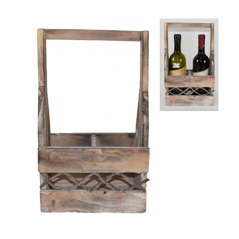 Cassetta Portabottiglie in Legno 2 Posti Scomparti per Vino Scatola box 36x21 cm