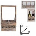 Cassetta Portabottiglie in Legno 2 Posti Scomparti per Vino Scatola box 36x21 cm