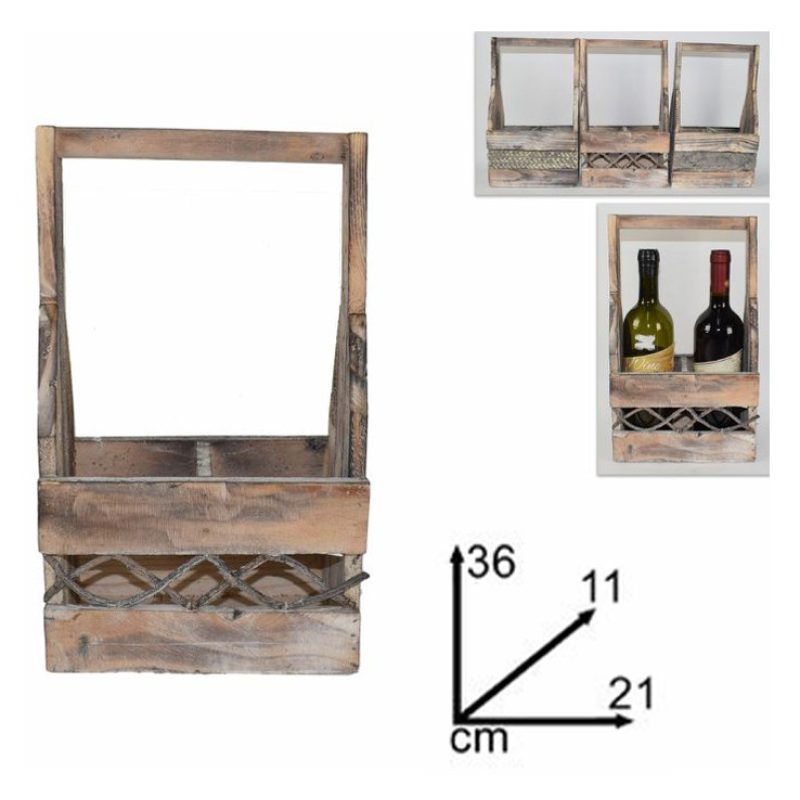 Cuorifoglio Cassetta Portabottiglie in Legno 2 Posti Scomparti per ...
