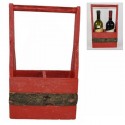 Cassetta Portabottiglie in Legno 2 Posti Scomparti Vino Scatola rossa 36x21cm