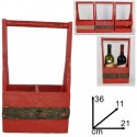 Cassetta Portabottiglie in Legno 2 Posti Scomparti Vino Scatola rossa 36x21cm