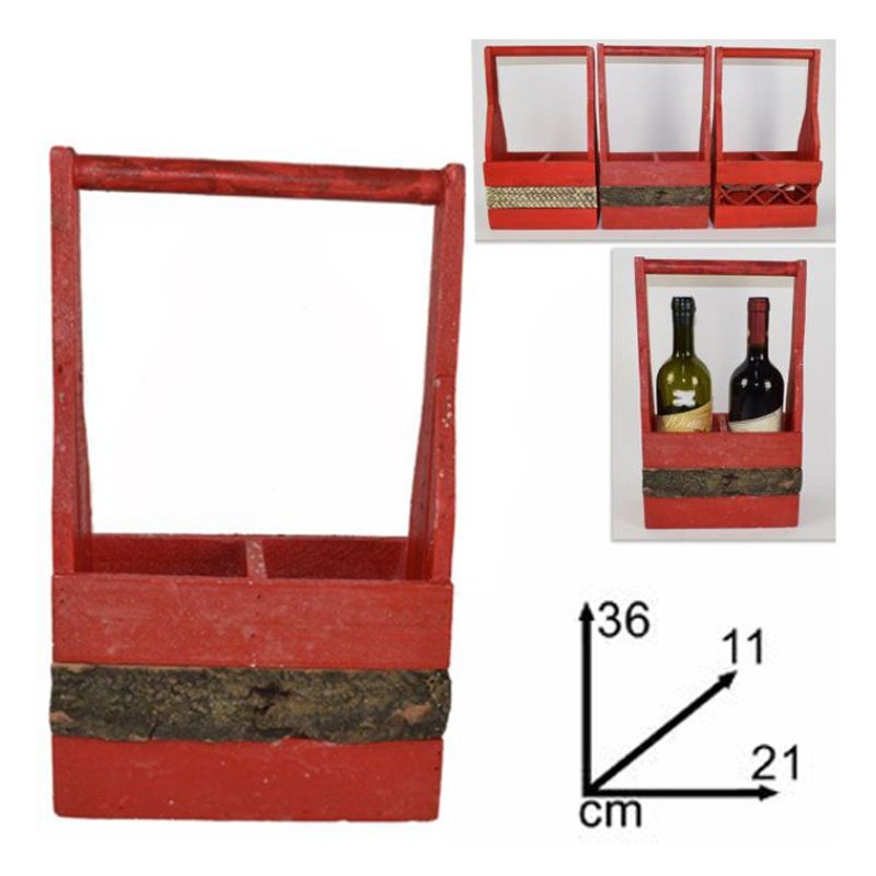Cuorifoglio Cassetta Portabottiglie in Legno 2 Posti Scomparti Vino...