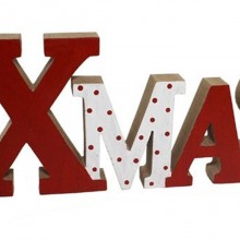 Scritta natalizia XMAS in legno decorazione natale appoggio 40x15 cm decorativa