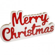Scritta natalizia Merry Christmas XMAS in legno decorazione appoggio 39x20cm