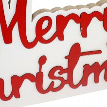 Scritta natalizia Merry Christmas XMAS in legno decorazione appoggio 39x20cm