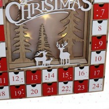Calendario Avvento di Natale Casetta in Legno 24 Cassetti Decorazioni con led