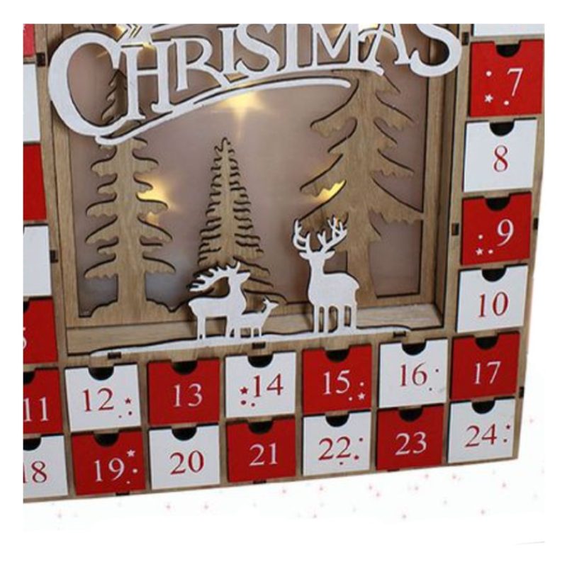 FGF Calendario Avvento di Natale Casetta in Legno 24 Cassetti Decor...