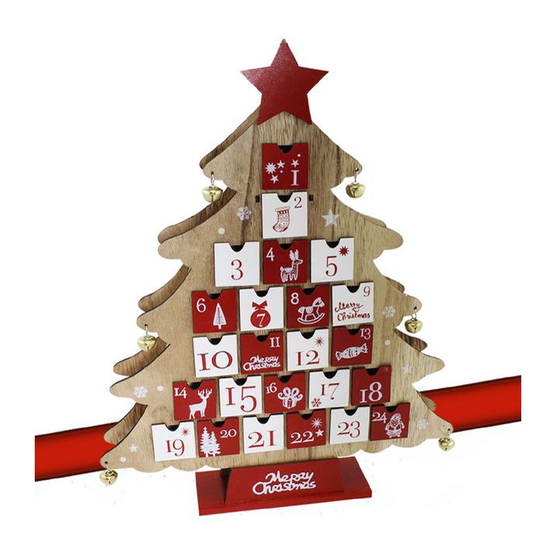 Calendario Avvento albero di Natale in Legno 24 Cassetti Decorazioni Natalizie