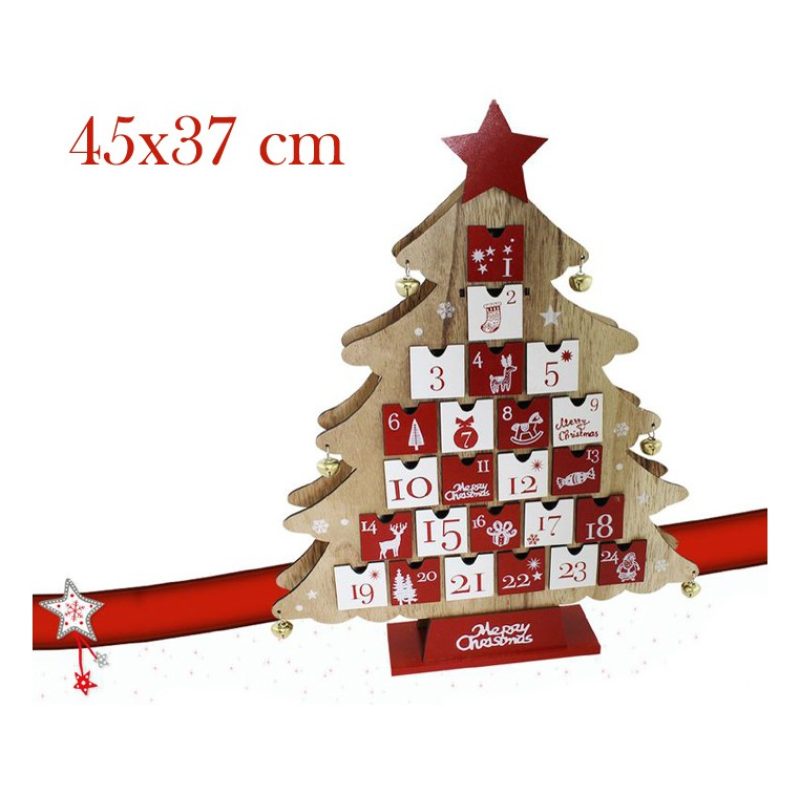 FGF Calendario Avvento albero di Natale in Legno 24 Cassetti Decora...