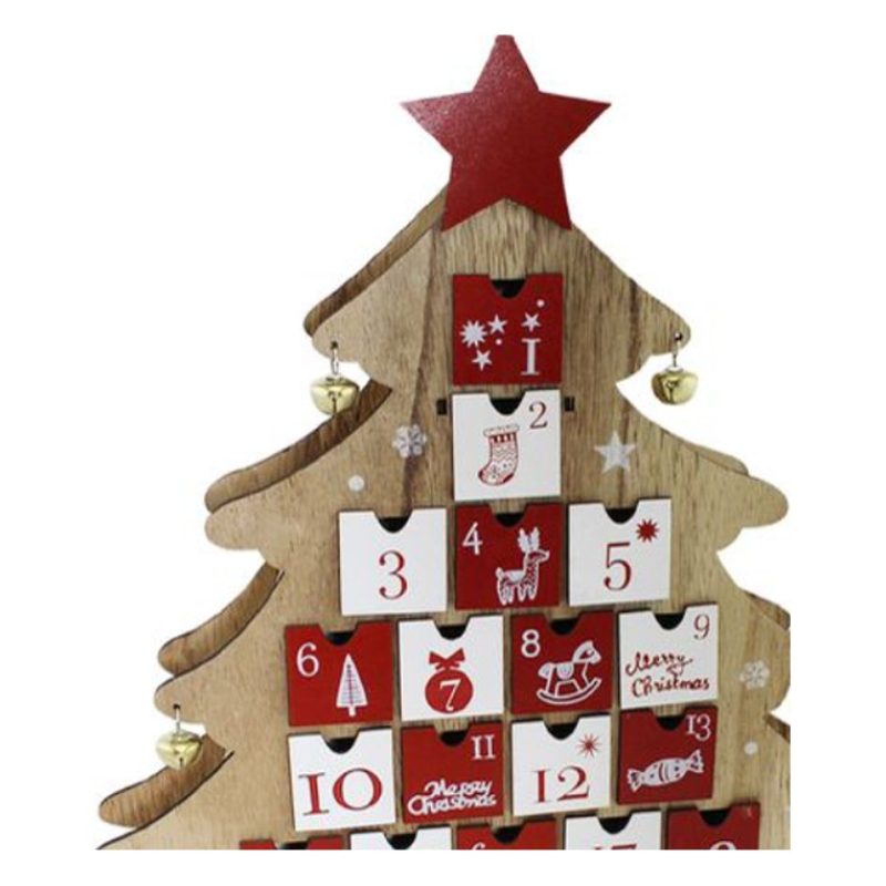 FGF Calendario Avvento albero di Natale in Legno 24 Cassetti Decora...