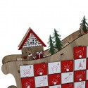 Calendario Avvento in Legno con 24 Cassetti Slitta 41x33cm decorazioni natalizie