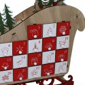 Calendario Avvento in Legno con 24 Cassetti Slitta 41x33cm decorazioni natalizie