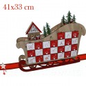 Calendario Avvento in Legno con 24 Cassetti Slitta 41x33cm decorazioni natalizie