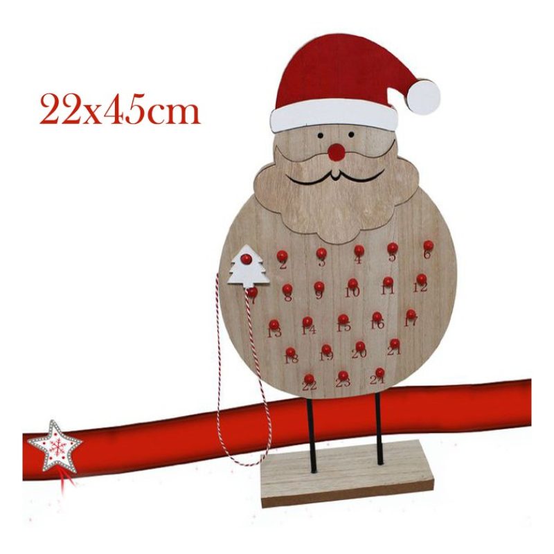 FGF Calendario Avvento in Legno con 24 Cassetti Slitta 41x33cm deco...