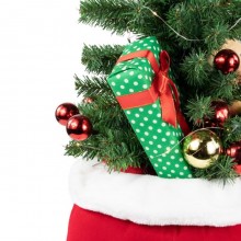 Piccolo Albero di Natale 60cm con catena Luci a LED e Decorazioni artificiale