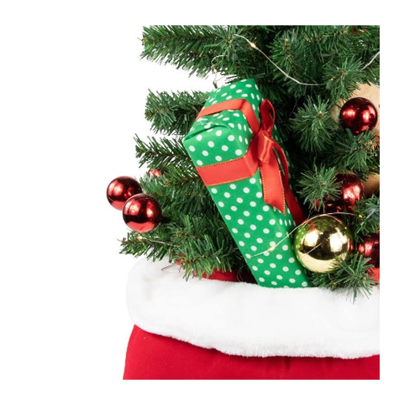 FGF Piccolo Albero di Natale 60cm con catena Luci a LED e Decorazio...