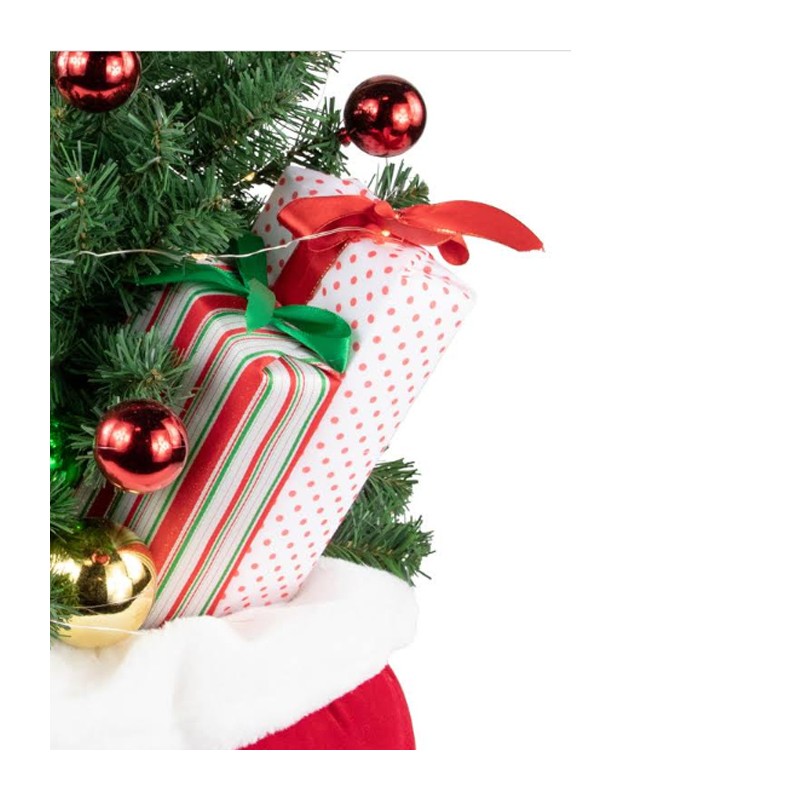 FGF Piccolo Albero di Natale 60cm con catena Luci a LED e Decorazio...