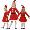 Costume bimba vestito Babbo Natale varie taglie con cappello Santa Claus 1-15