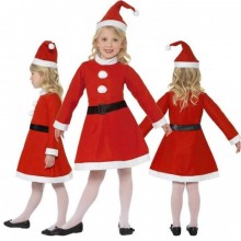 Costume bimba vestito Babbo Natale varie taglie con cappello Santa Claus 1-15
