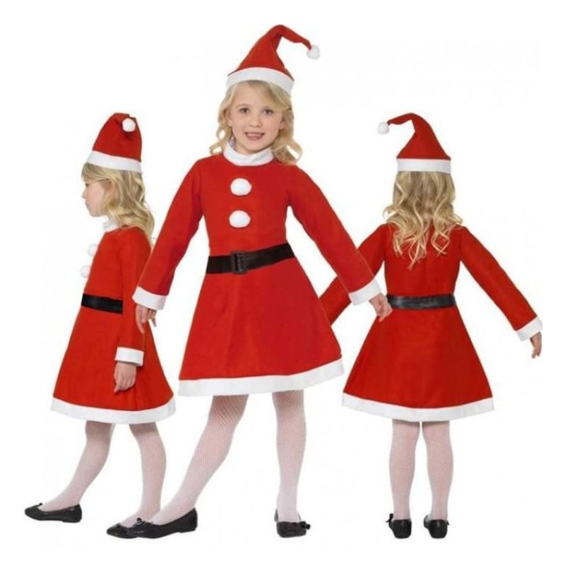 Costume bimba vestito Babbo Natale varie taglie con cappello Santa ...