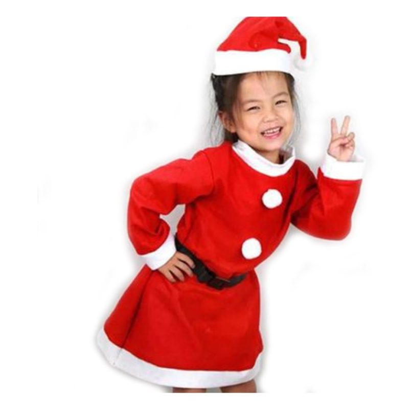 Costume bimba vestito Babbo Natale varie taglie con cappello Santa ...