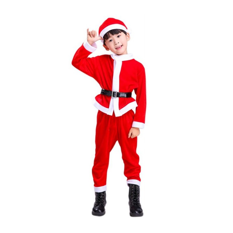 Costume bimbo vestito Babbo Natale varie taglie con cappello Santa Claus 1-8 anni