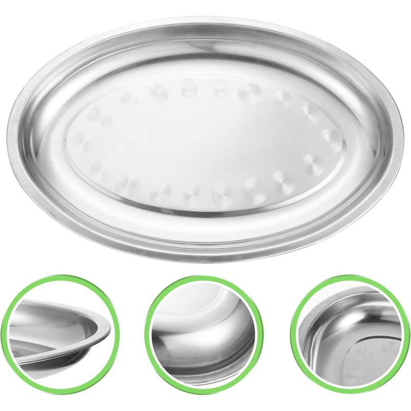Vassoio Piatto Ovale 5pz In Acciaio Inox Portata Servizio Cucina da...