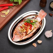 Vassoio Piatto Ovale 5pz In Acciaio Inox Portata Servizio Cucina da 23 a 45 cm