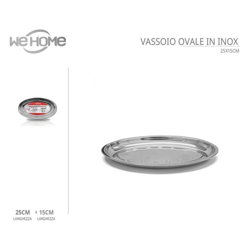 Vassoio Piatto Ovale 5pz In Acciaio Inox Portata Servizio Cucina da...