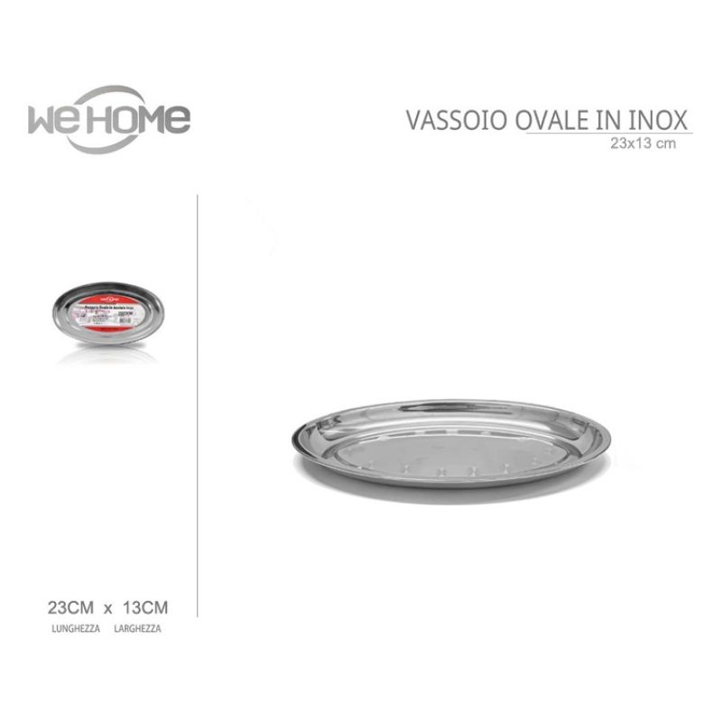 Vassoio Piatto Ovale 5pz In Acciaio Inox Portata Servizio Cucina da...