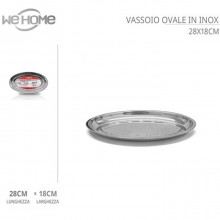 Vassoio Piatto Ovale 5pz In Acciaio Inox Portata Servizio Cucina da 23 a 45 cm