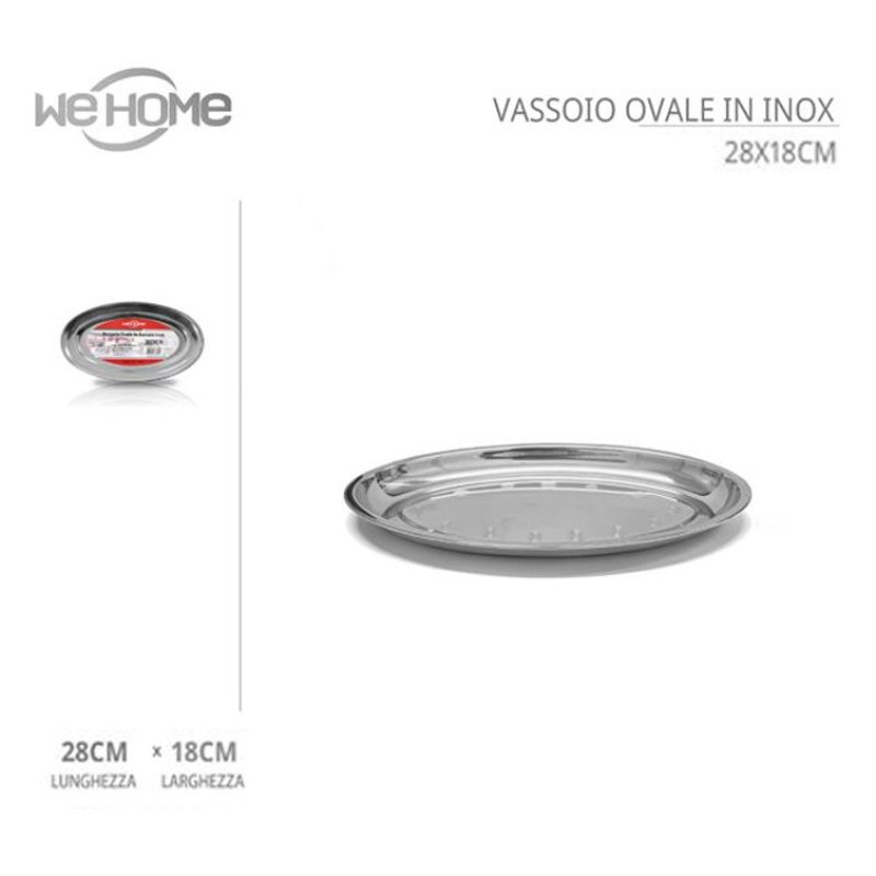 Vassoio Piatto Ovale 5pz In Acciaio Inox Portata Servizio Cucina da...