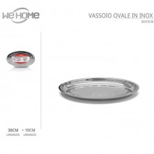 Vassoio Piatto Ovale 5pz In Acciaio Inox Portata Servizio Cucina da 23 a 45 cm