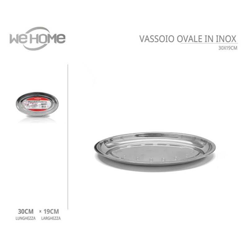 Vassoio Piatto Ovale 5pz In Acciaio Inox Portata Servizio Cucina da...